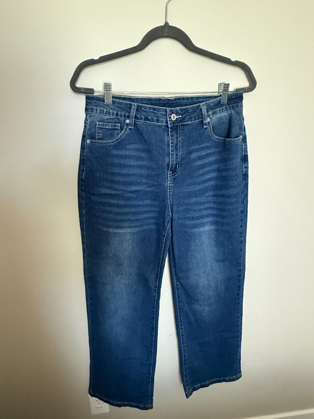 Sidefeel Medium Wash Cropped Wide Leg Jeans Size 12